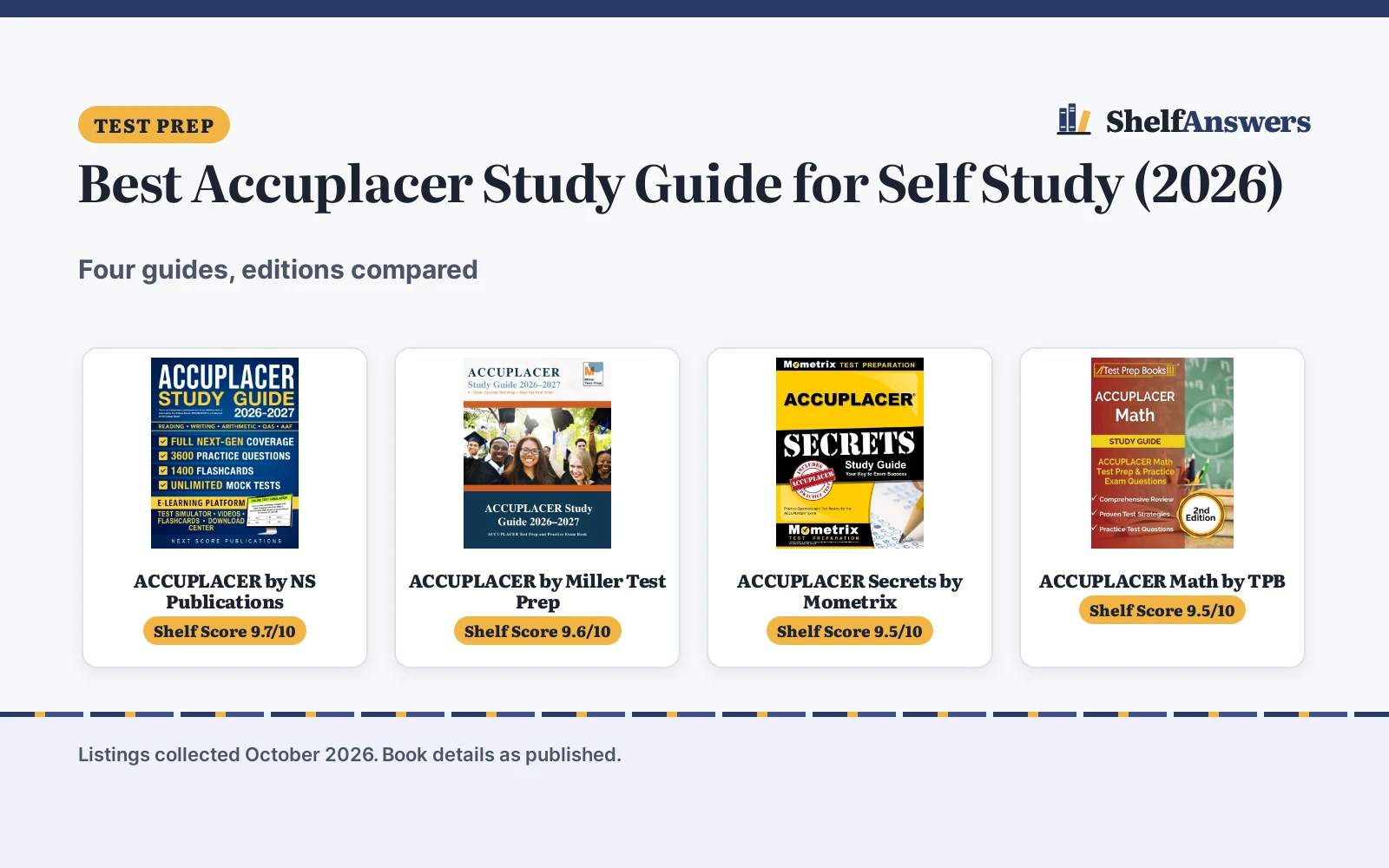 Best Accuplacer Study Guide for Self Study (2026): 4 Compared
