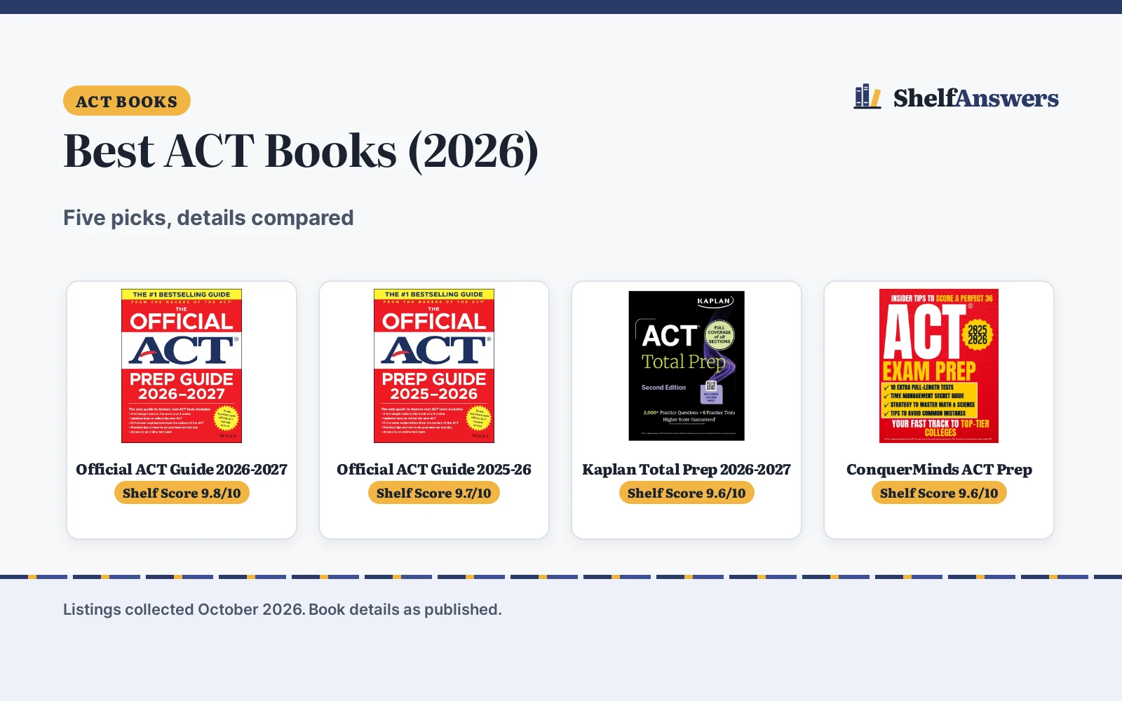 Best ACT Books (2026): 5 Compared, Plus 5 More