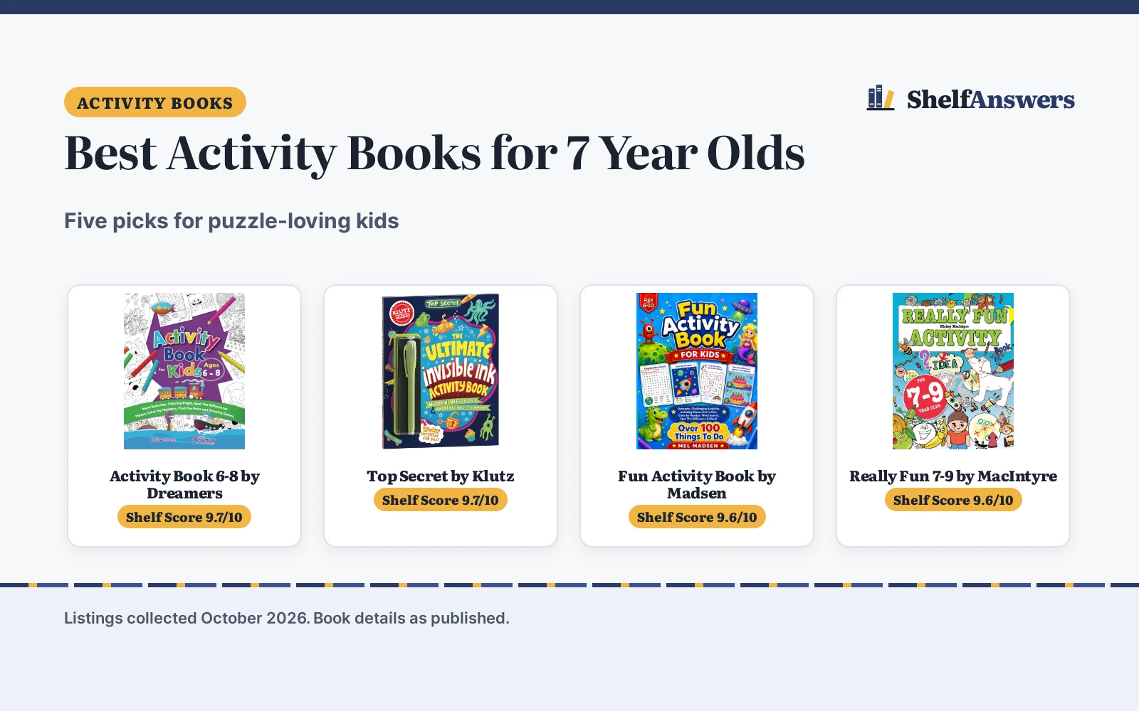 Best Activity Books for 7 Year Olds (2026): 5 Picks Compared