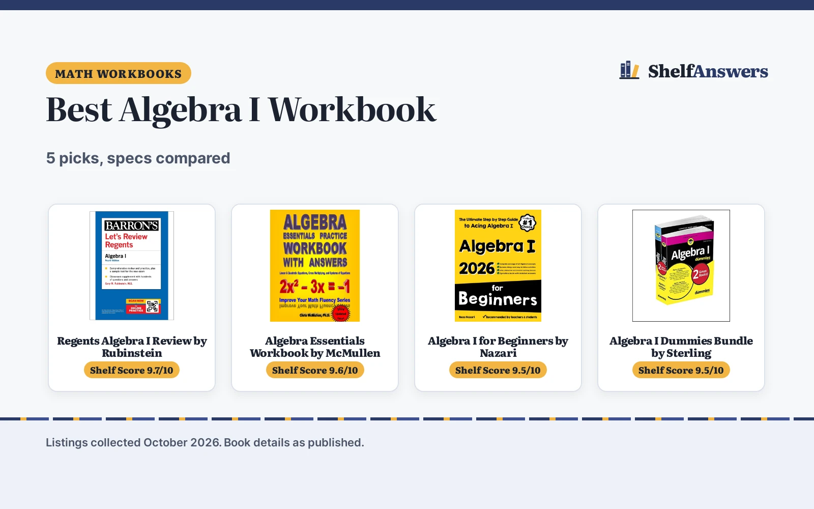 Best Algebra I Workbook (2026): 5 Picks Compared