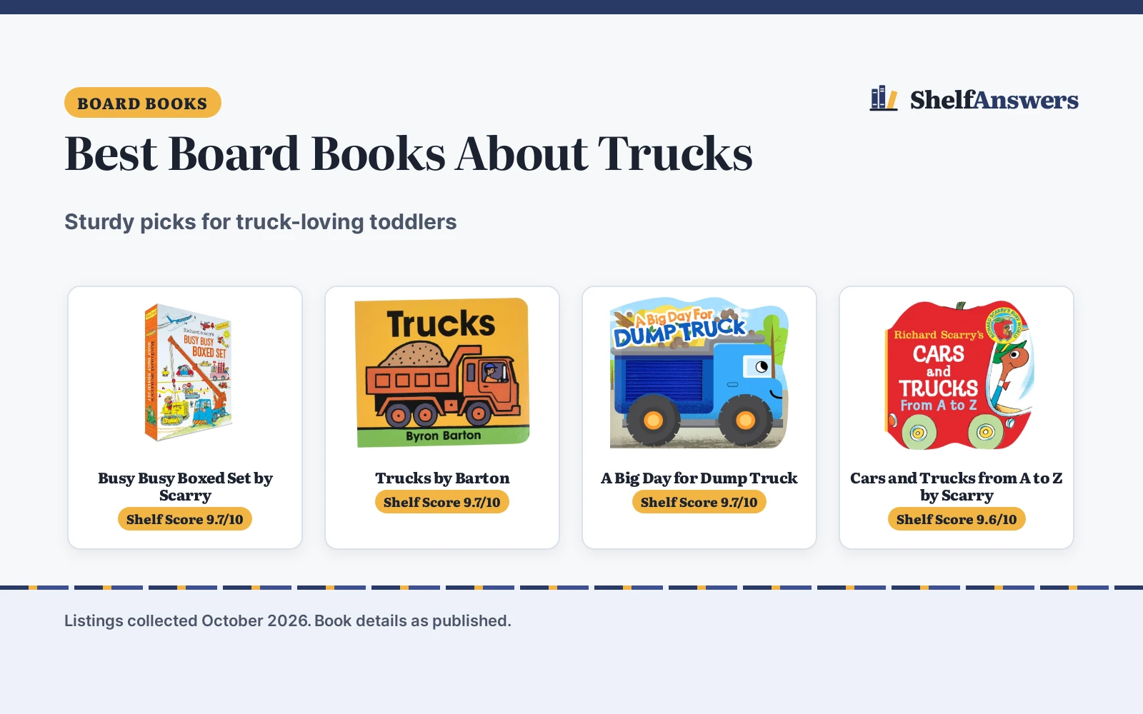 Best Board Books About Trucks (2026): 5 Picks for Toddlers