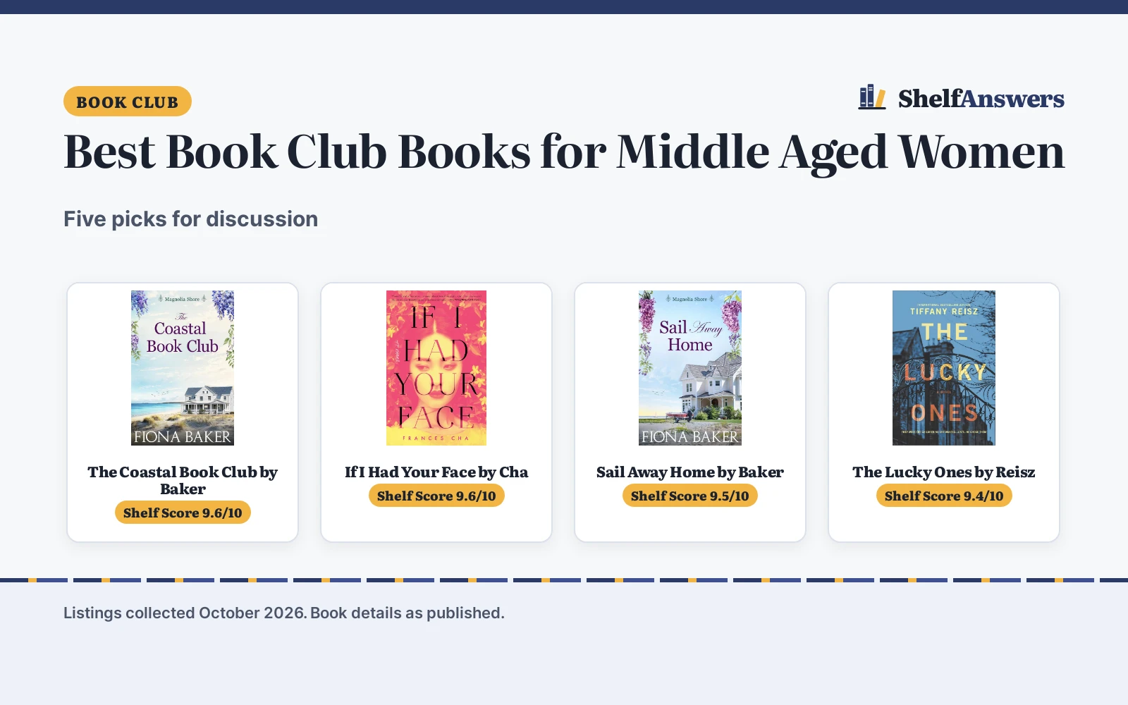 Best Book Club Books for Middle Aged Women (2026)