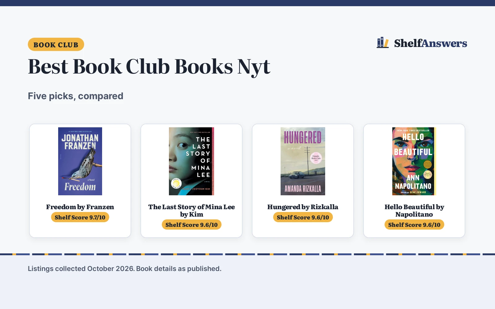 Best Book Club Books Nyt (2026): 5 Picks Compared