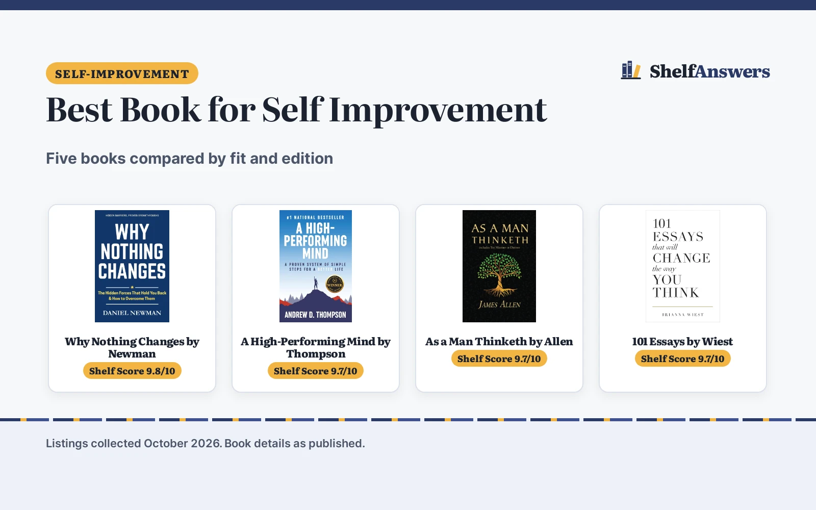 Best Book for Self Improvement (2026): 5 Picks Compared