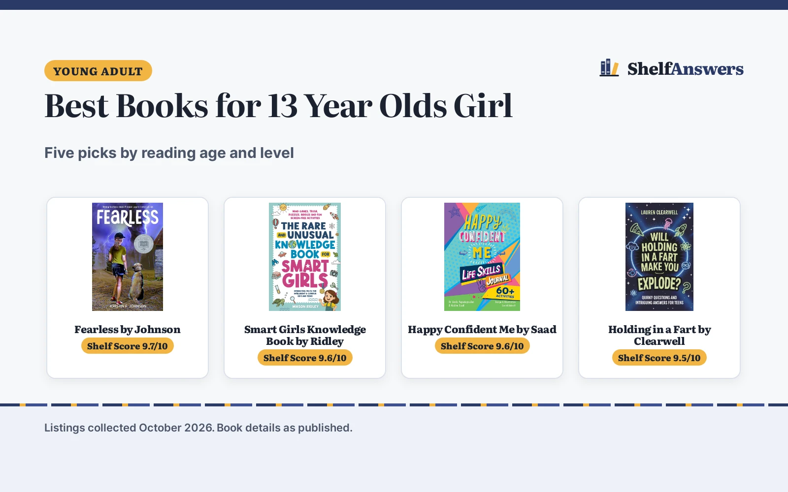 Best Books for 13 Year Olds Girl (2026): 5 Picks Compared