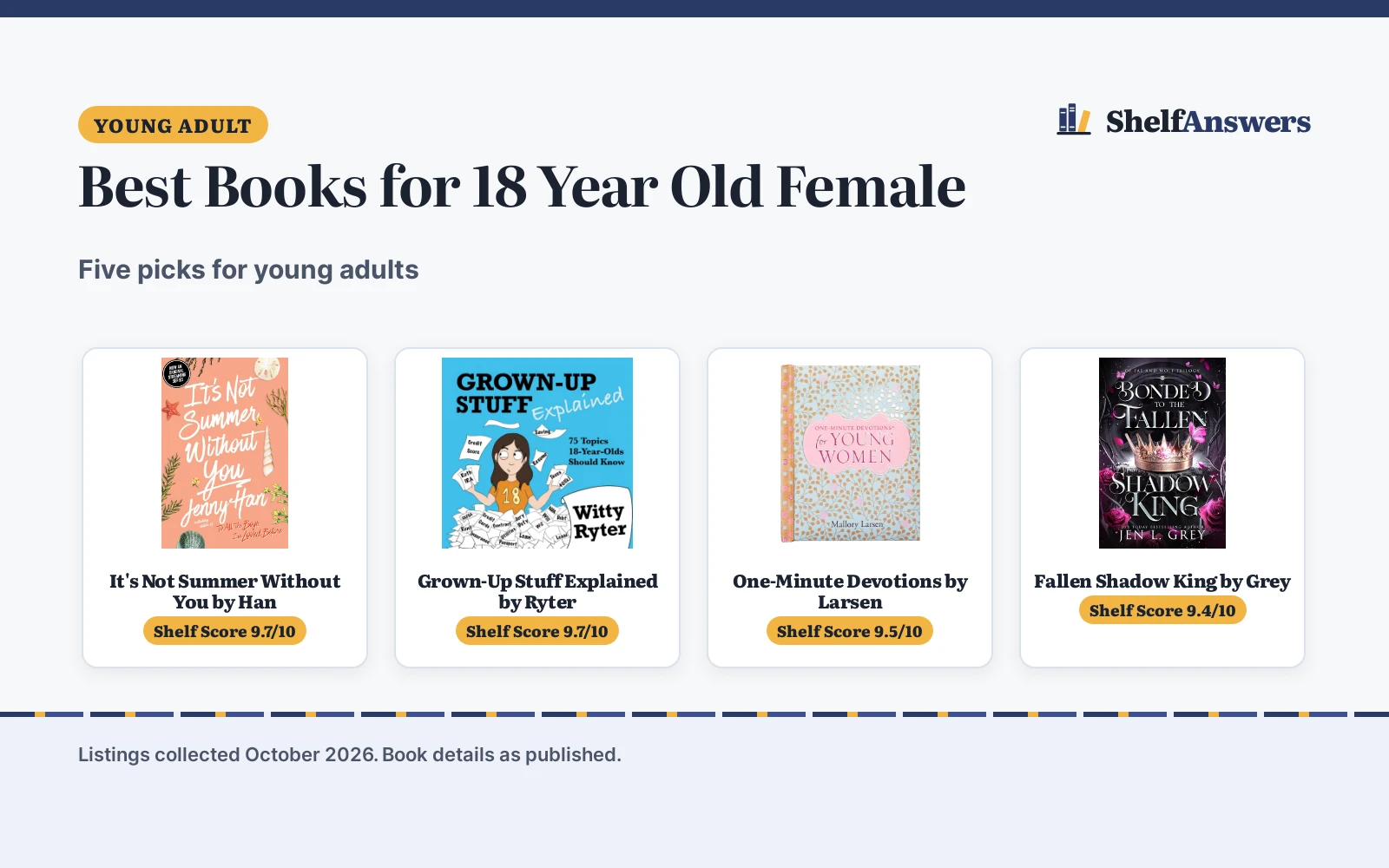 Best Books for 18 Year Old Female (2026): 5 Picks Compared