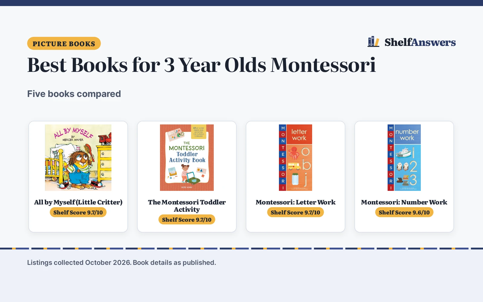 Best Books for 3 Year Olds Montessori (2026): 5 Compared