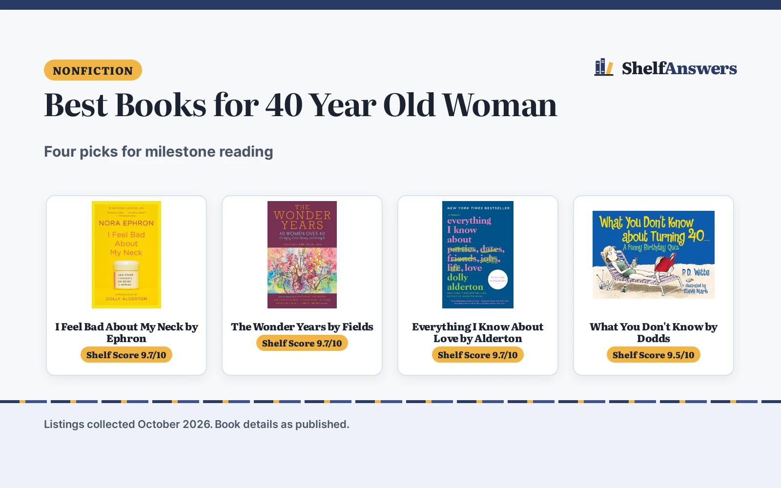 Best Books for 40 Year Old Woman: 4 Top Picks (2026)