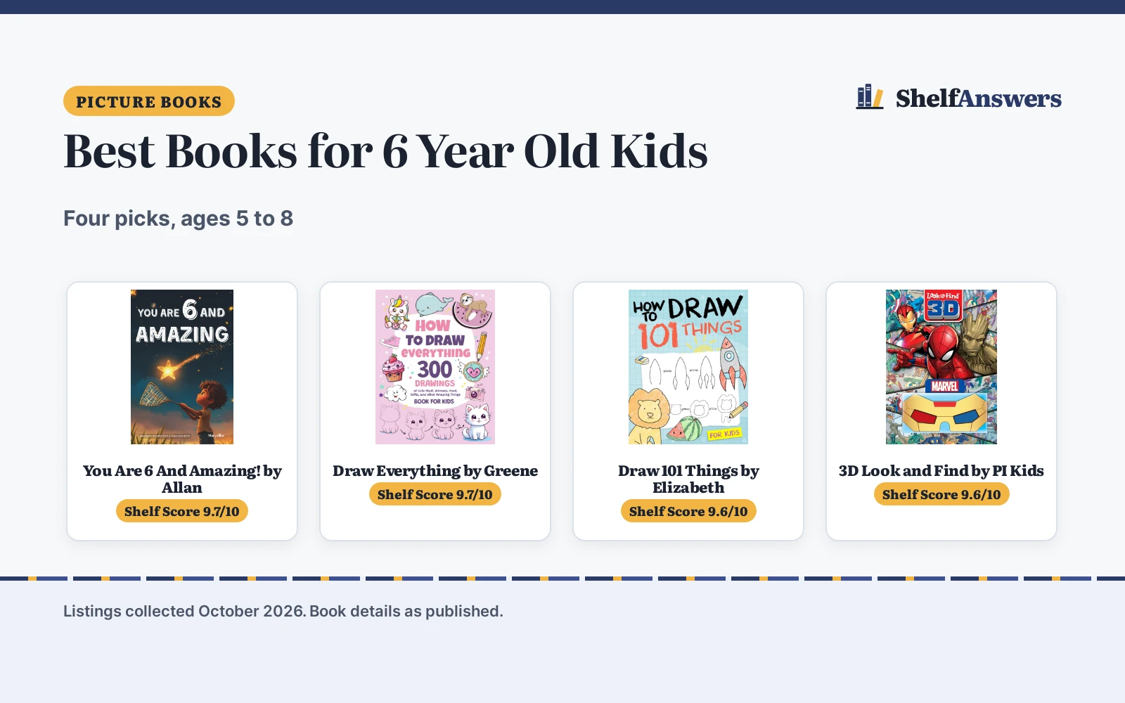 Best Books for 6 Year Old Kids (2026): 4 Picks Compared