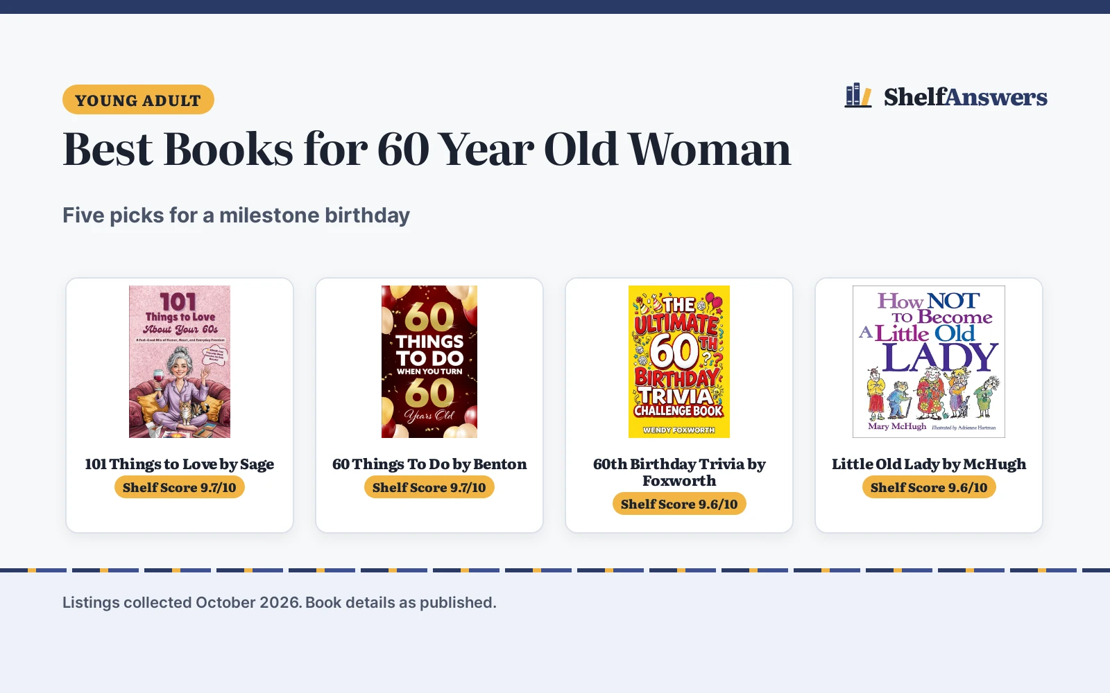 Best Books for 60 Year Old Woman (2026): 5 Picks Compared