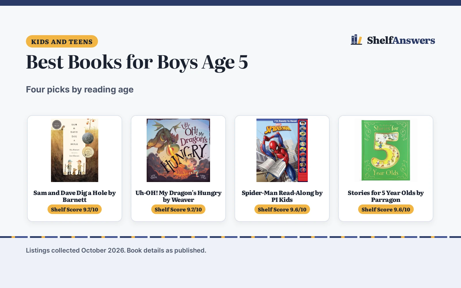 Best Books for Boys Age 5 (2026): 4 Picks Compared