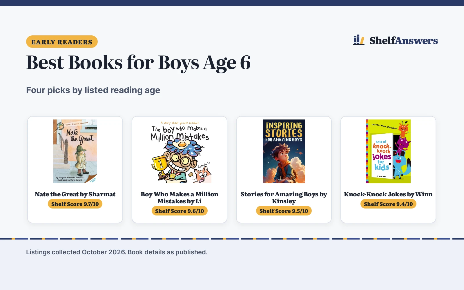 Best Books for Boys Age 6 (2026): Four Picks Compared