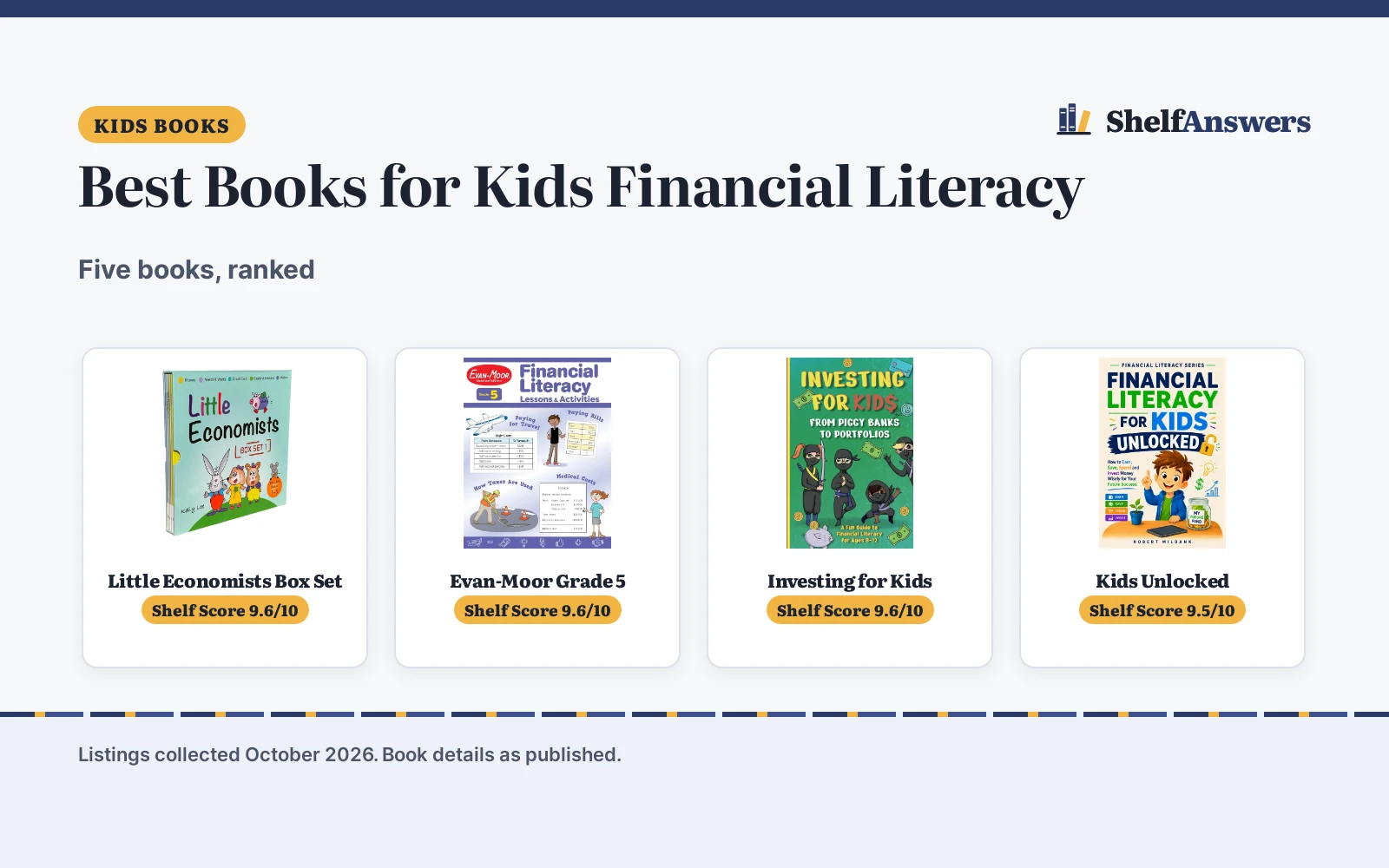 Best Books for Kids Financial Literacy (2026): 5 Picks