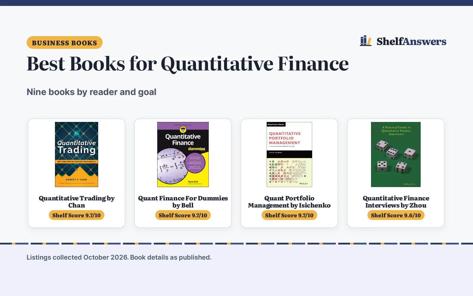 Best Books for Quantitative Finance (2026): 9 Compared