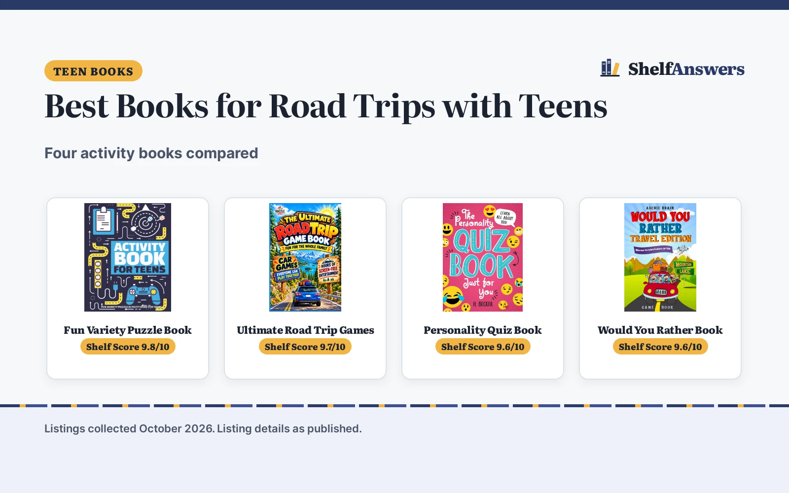 Best Books for Road Trips with Teens (2026): 4 Compared