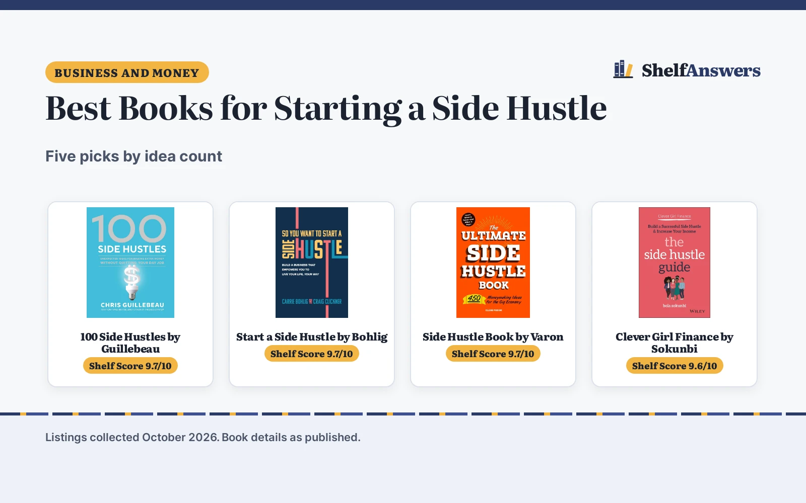Best Books for Starting a Side Hustle (2026): 5 Picks