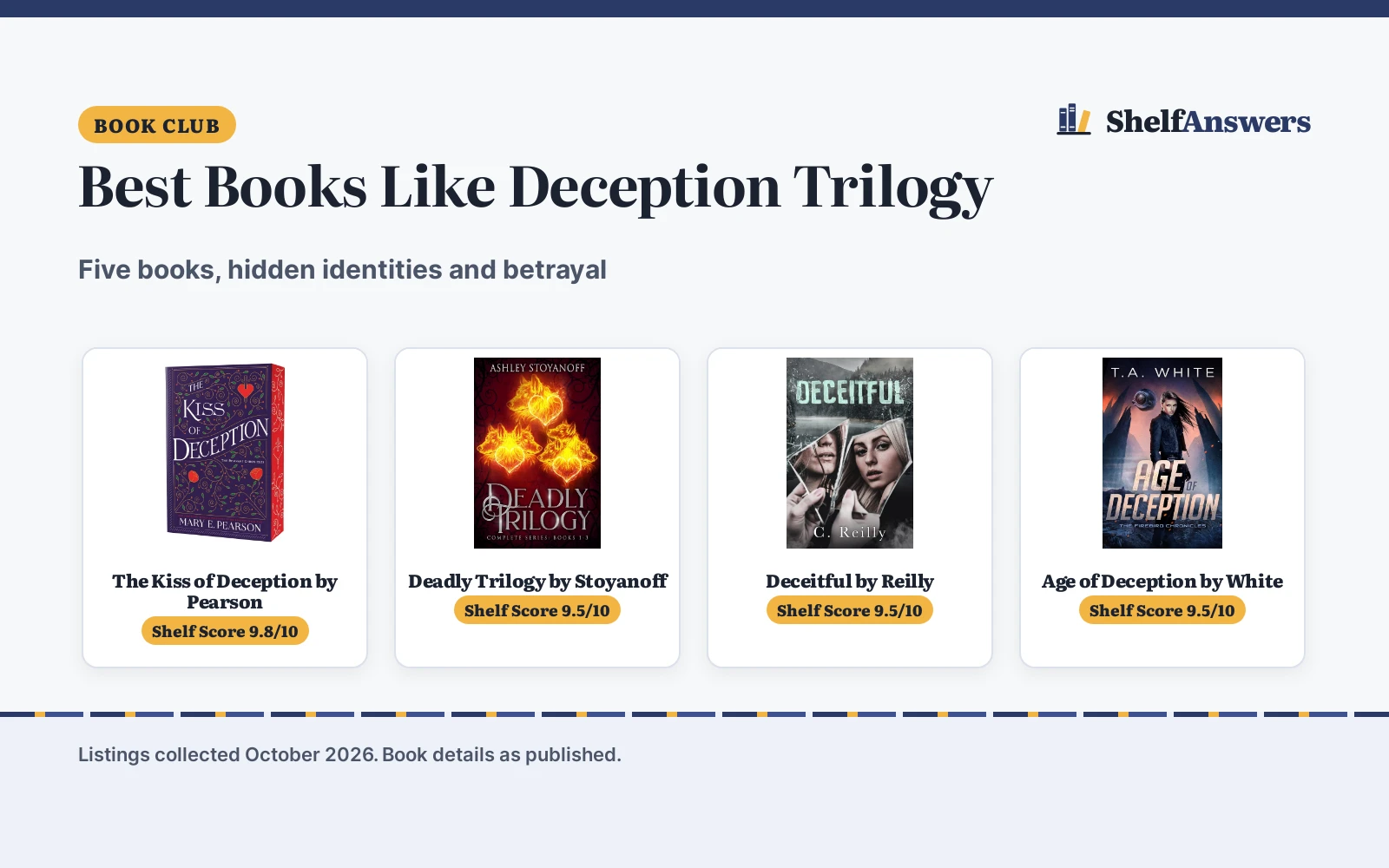 Best Books Like Deception Trilogy (2026): 5 Picks Compared