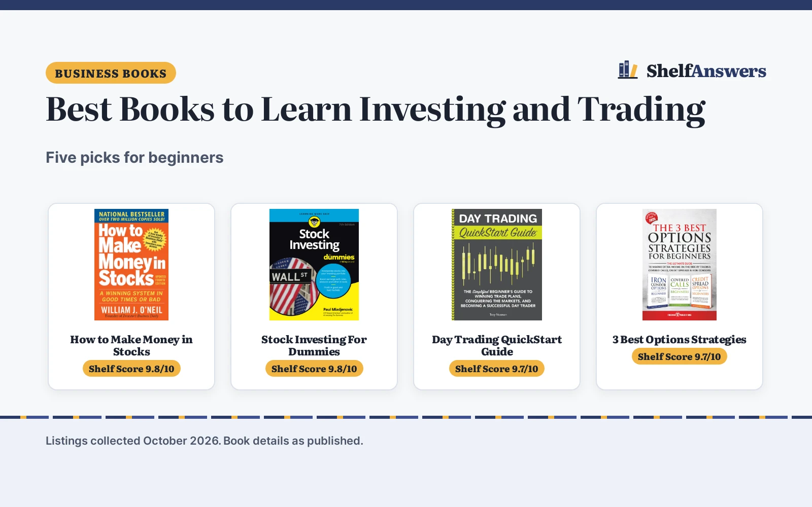 Best Books to Learn Investing and Trading (2026): 5 Compared