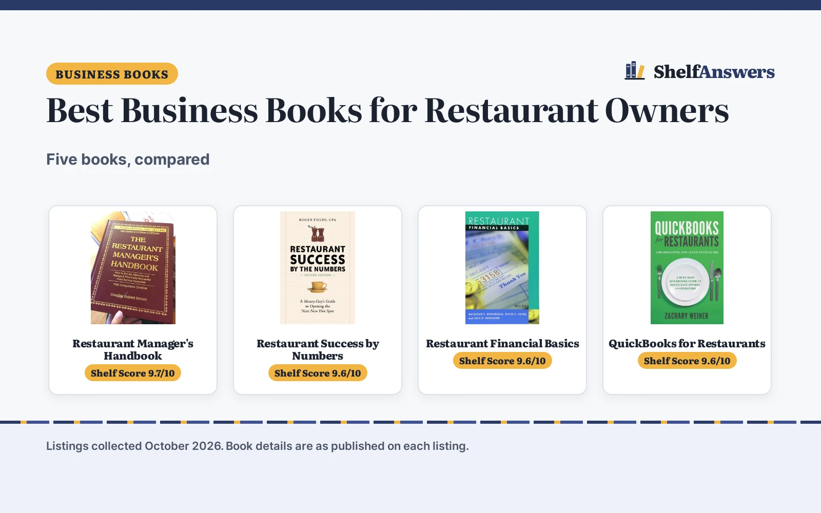 Best Business Books for Restaurant Owners (2026): 5 Compared