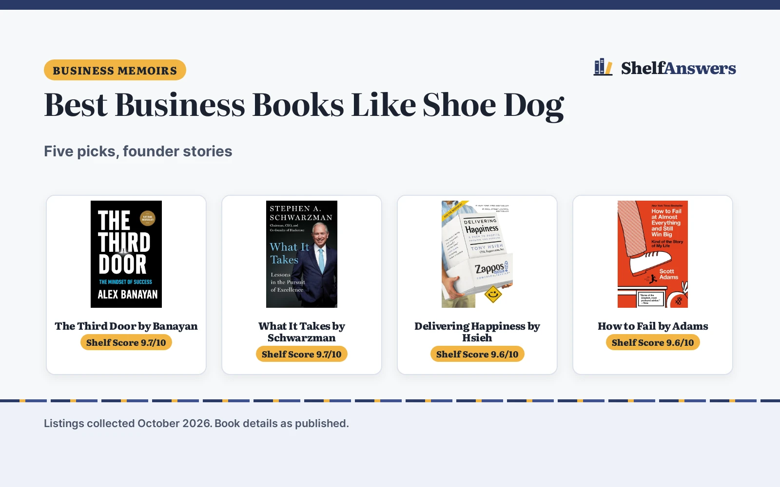 Best Business Books Like Shoe Dog (2026): 5 Compared