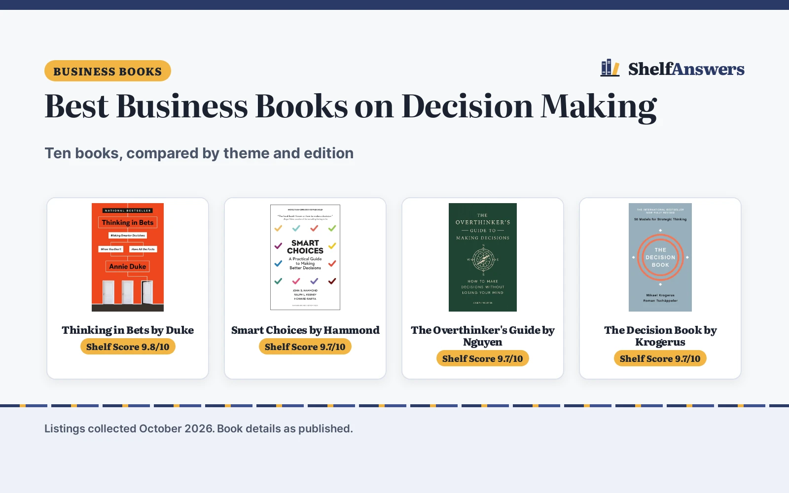 Best Business Books on Decision Making (2026): 10 Compared