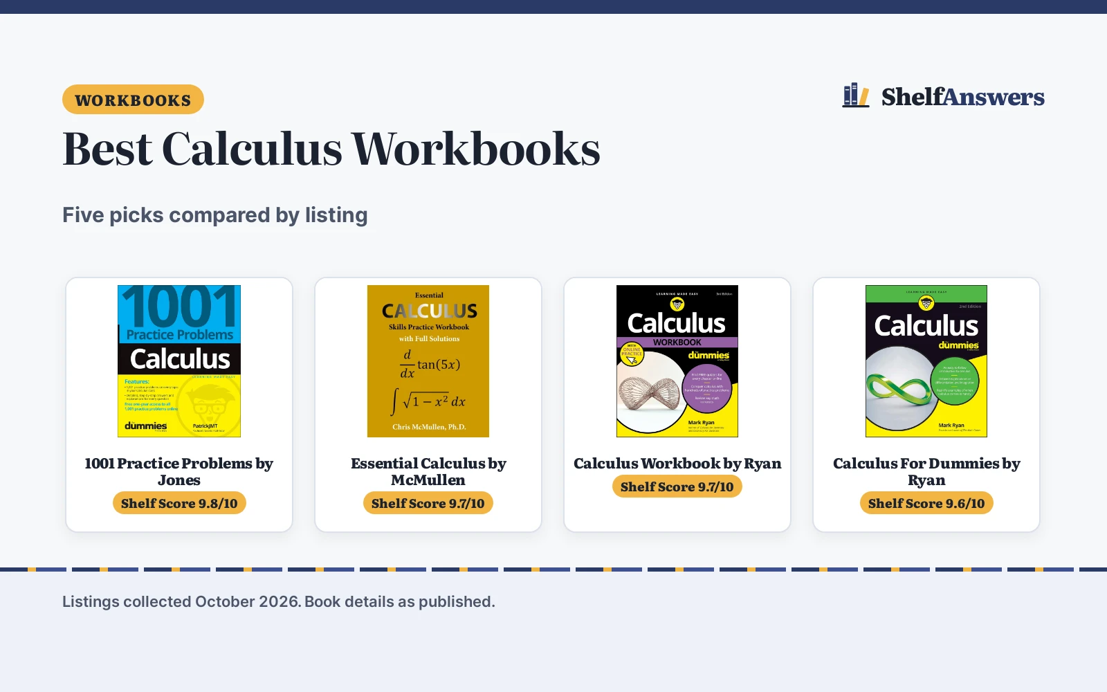 Best Calculus Workbooks (2026): 5 Compared by Listing
