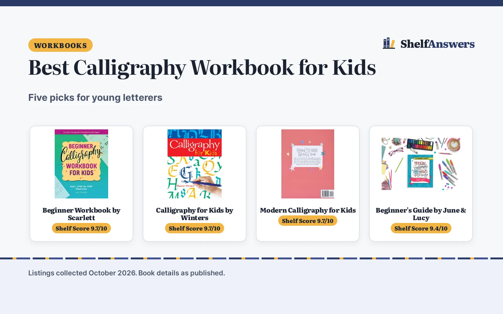 Best Calligraphy Workbook for Kids (2026): 5 Picks Compared