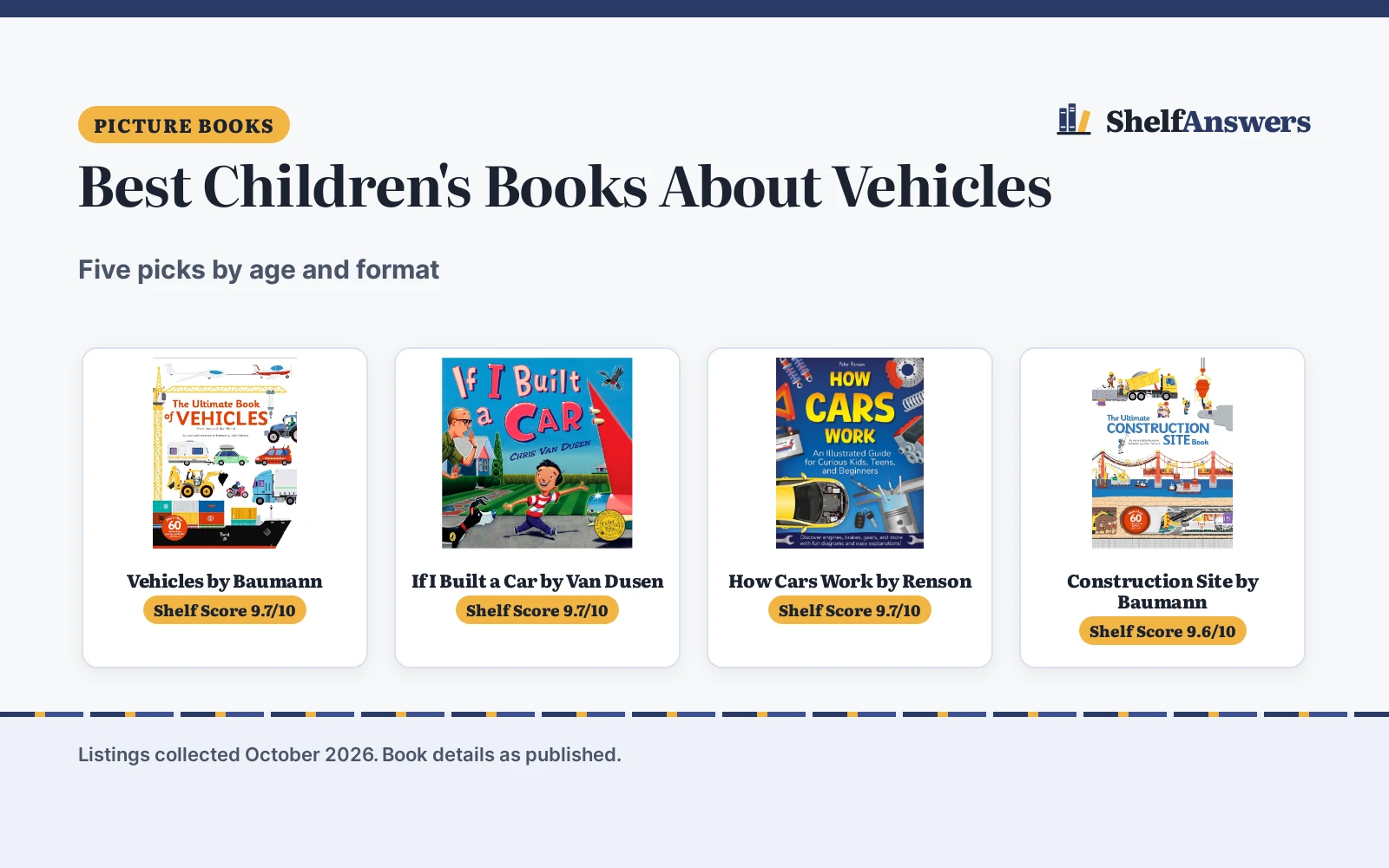 Best Children’s Books About Vehicles (2026): 5 Picks Compared