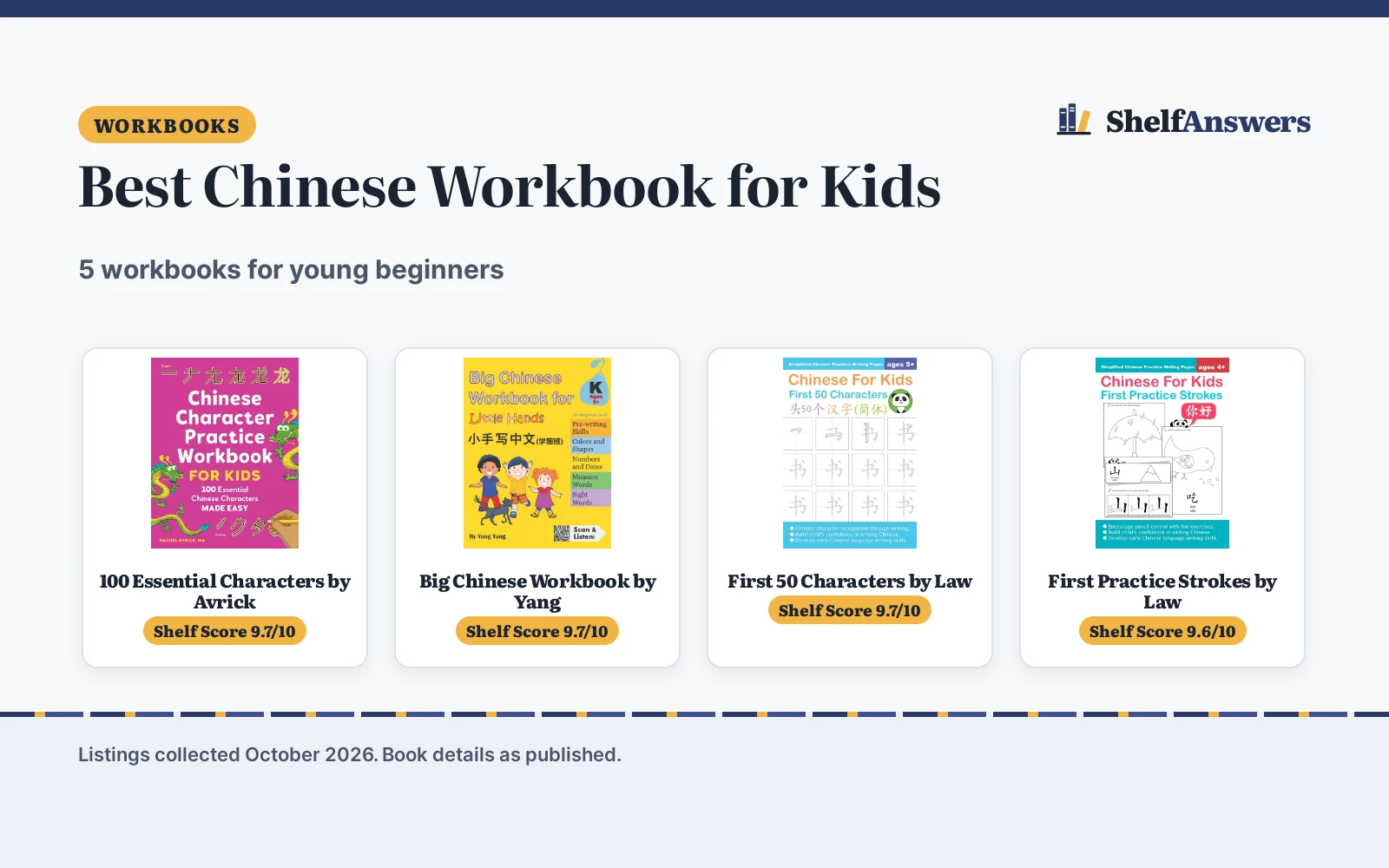 Best Chinese Workbook for Kids (2026): 5 Picks Compared
