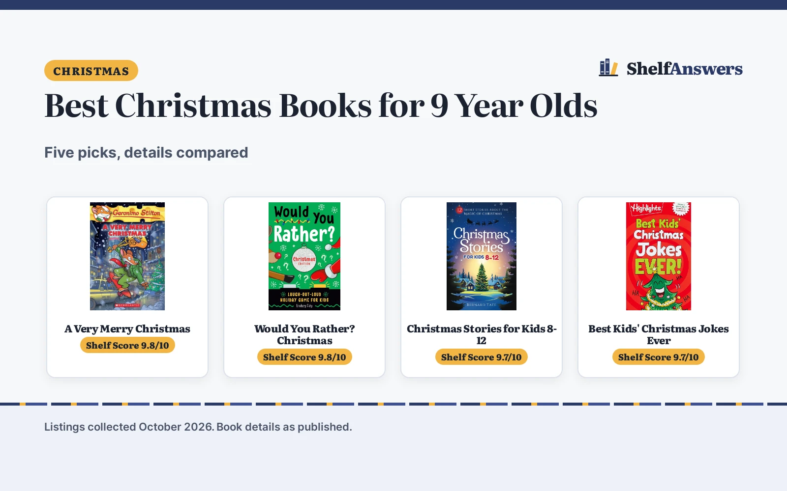 Best Christmas Books for 9 Year Olds (2026): 5 Compared