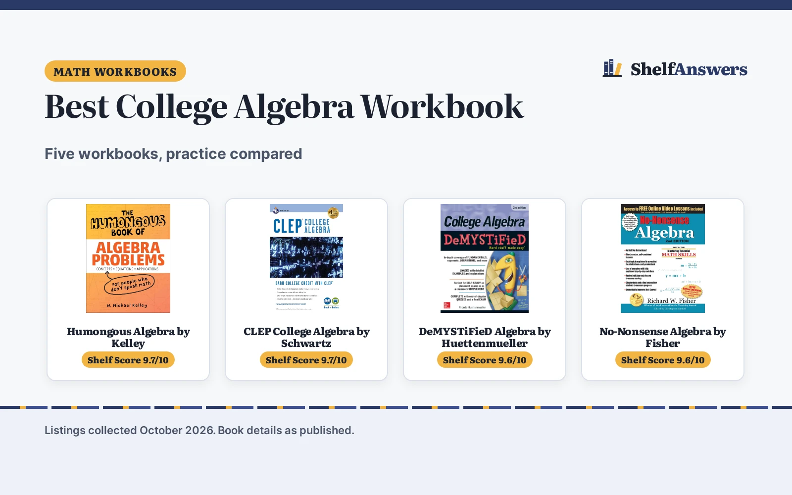 Best College Algebra Workbook (2026): 5 Picks Compared