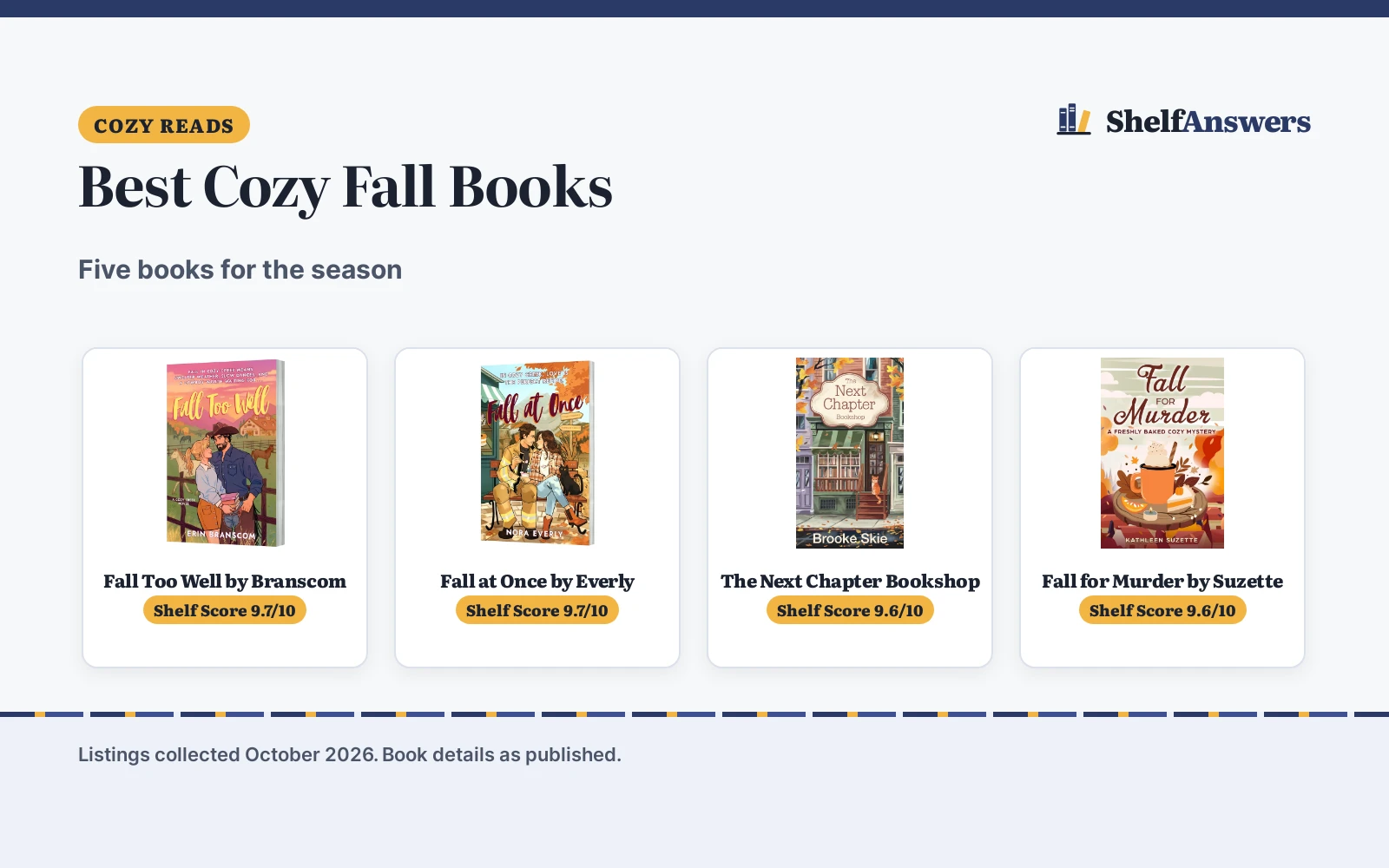 Best Cozy Fall Books (2026): 5 Compared