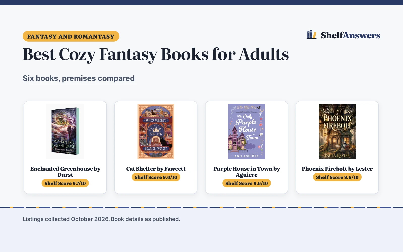 Best Cozy Fantasy Books for Adults: 6 Compared