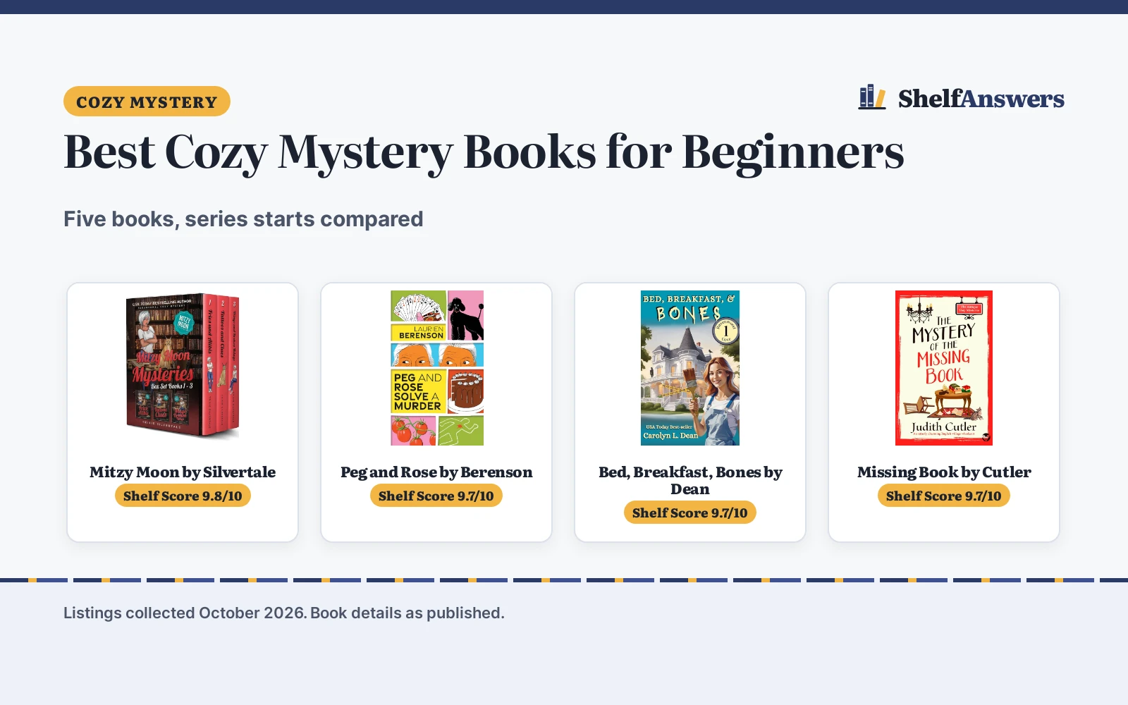 Best Cozy Mystery Books for Beginners (2026): 5 Picks