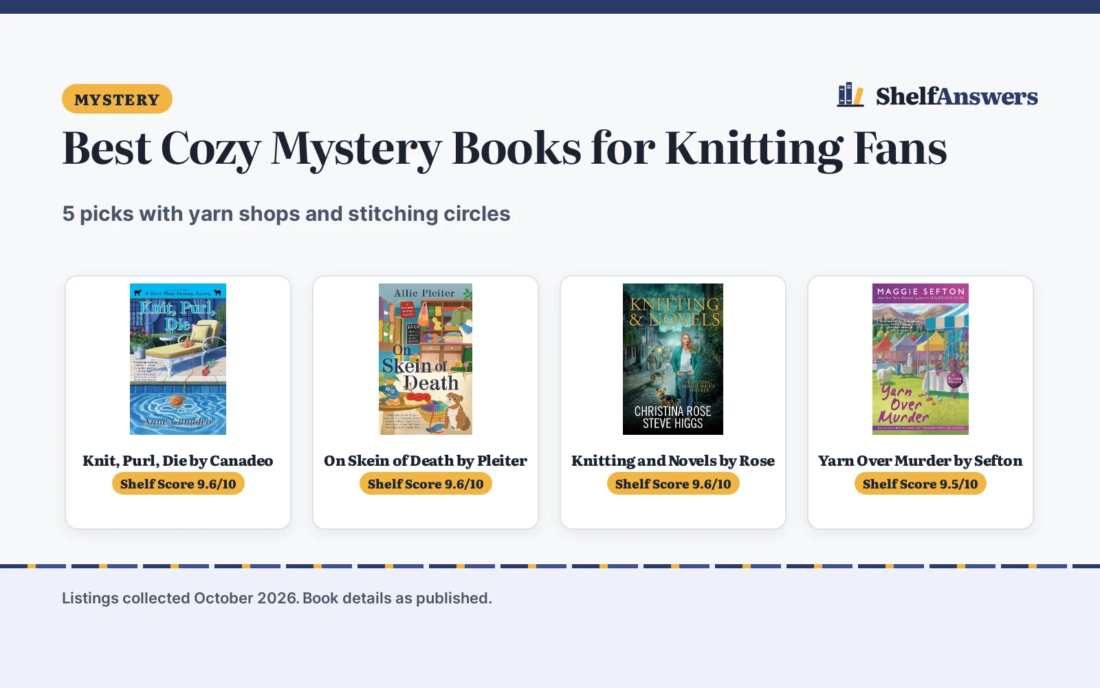 Best Cozy Mystery Books for Knitting Fans (2026): 5 Picks Compared