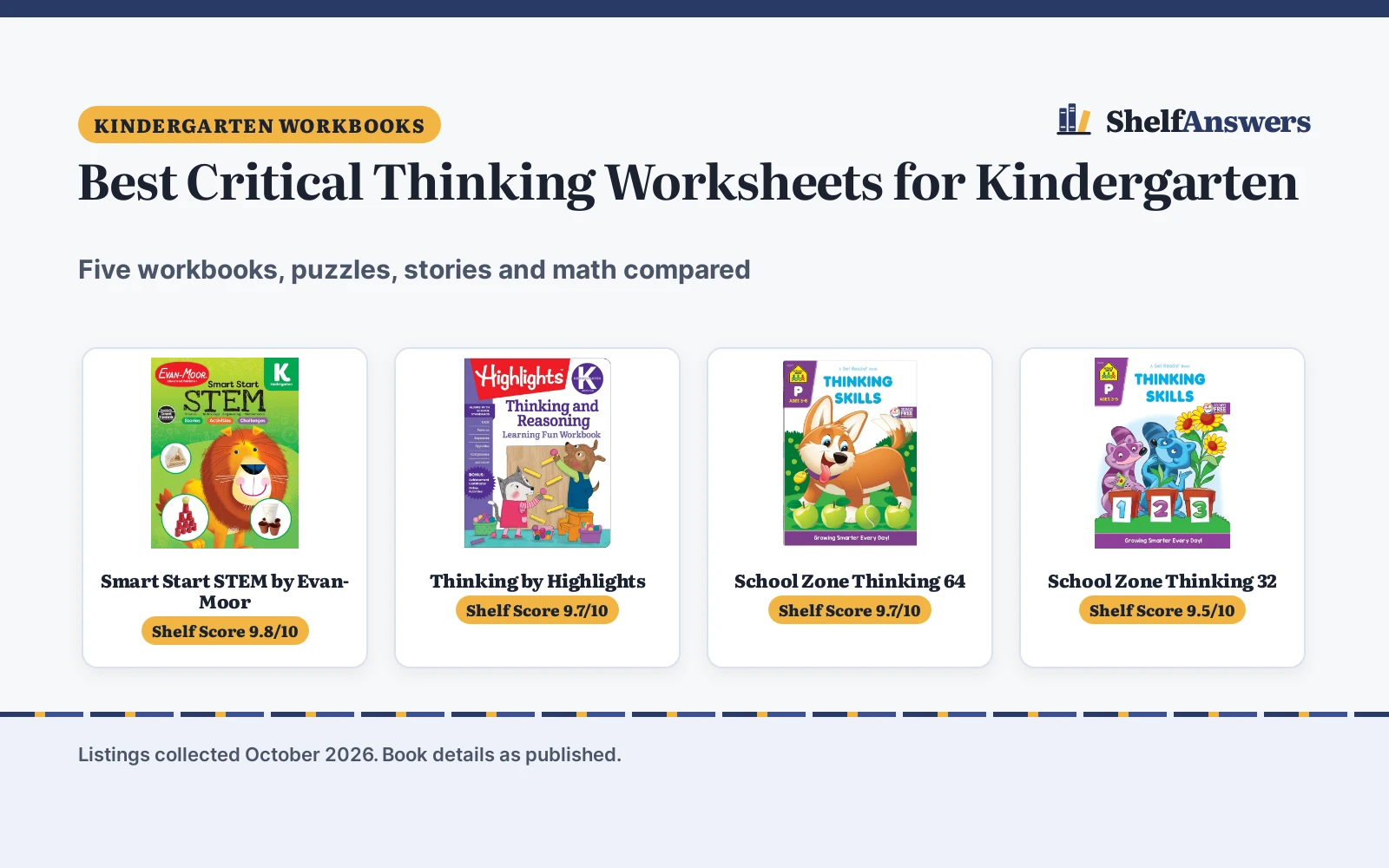 Best Critical Thinking Worksheets for Kindergarten (2026): 5 Picks