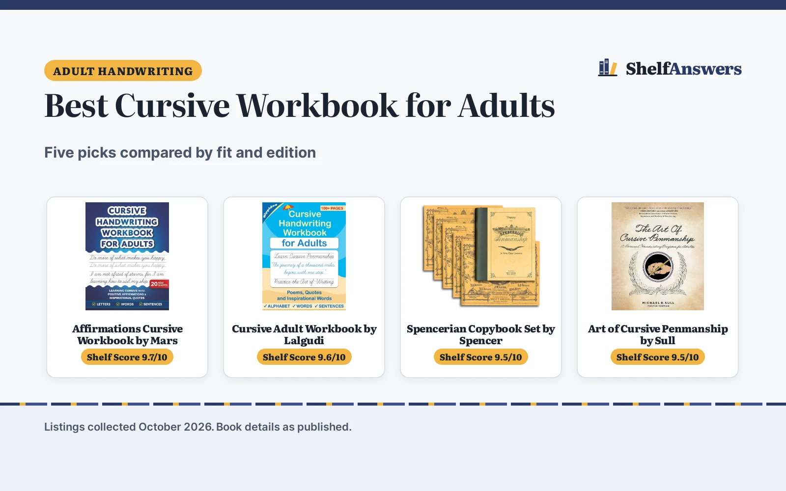 Best Cursive Workbook for Adults (2026): 5 Picks Compared