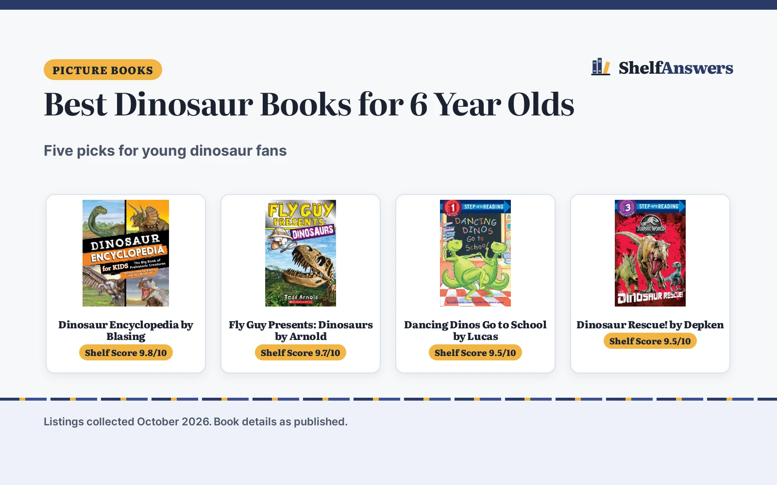 Best Dinosaur Books for 6 Year Olds (2026): 5 Picks Compared