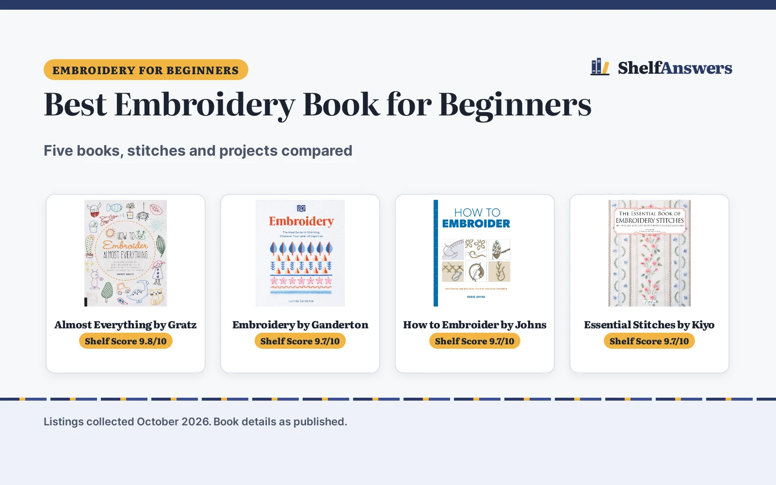 Best Embroidery Book for Beginners (2026): 5 Picks Compared