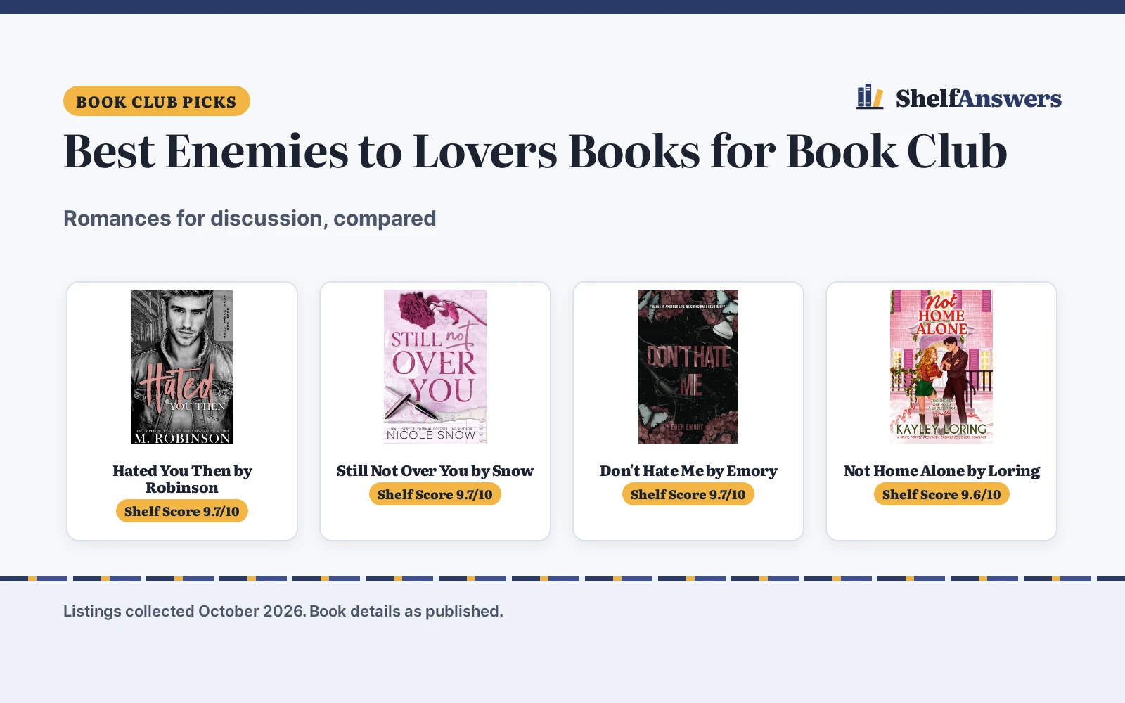 Best Enemies to Lovers Books for Book Club (2026): 5 Compared