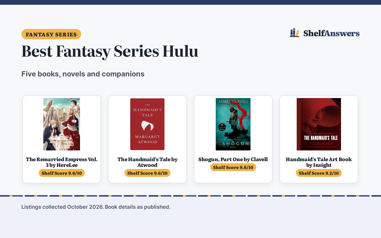 Best Fantasy Series Hulu (2026): 5 Books Tied to the Shows
