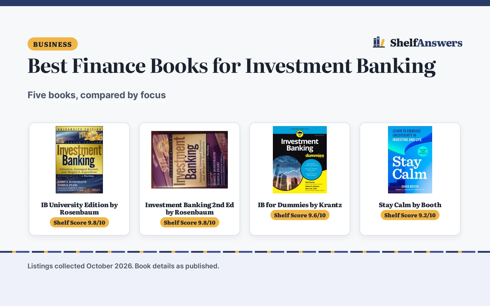Best Finance Books for Investment Banking (2026): 5 Compared
