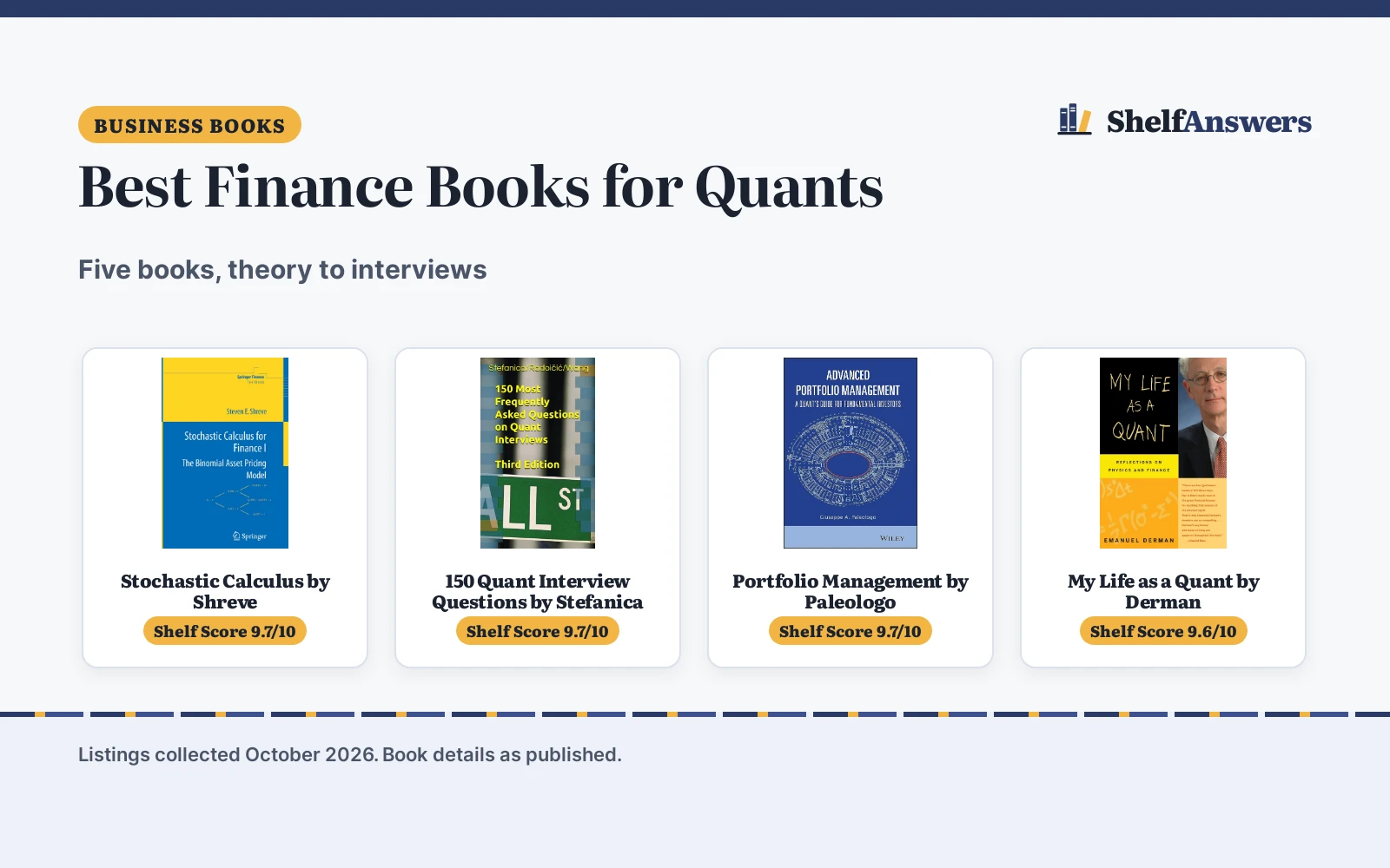 Best Finance Books for Quants (2026): 5 Compared
