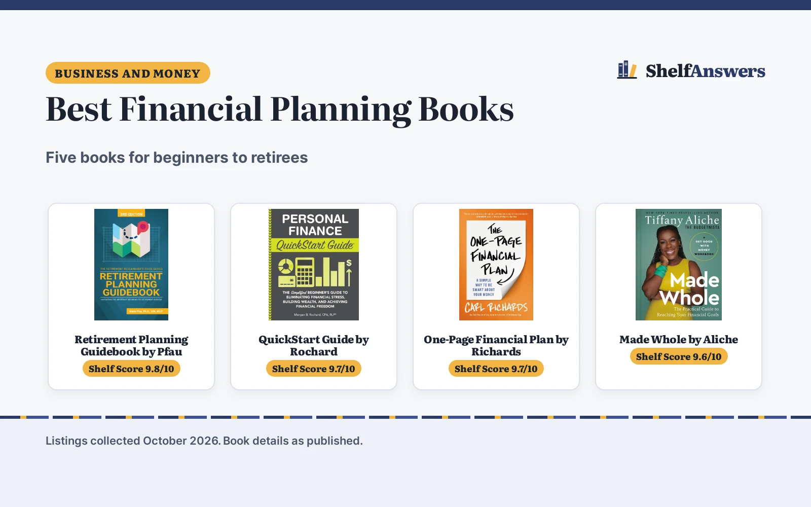 Best Financial Planning Books (2026): 5 Books Compared