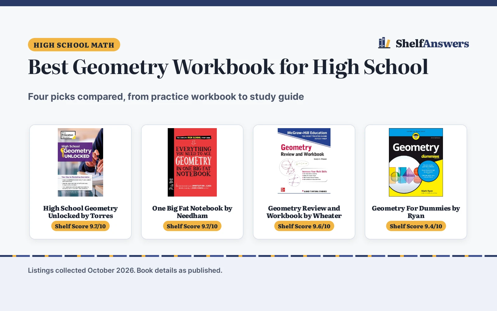 Best Geometry Workbook for High School (2026): 4 Picks Compared