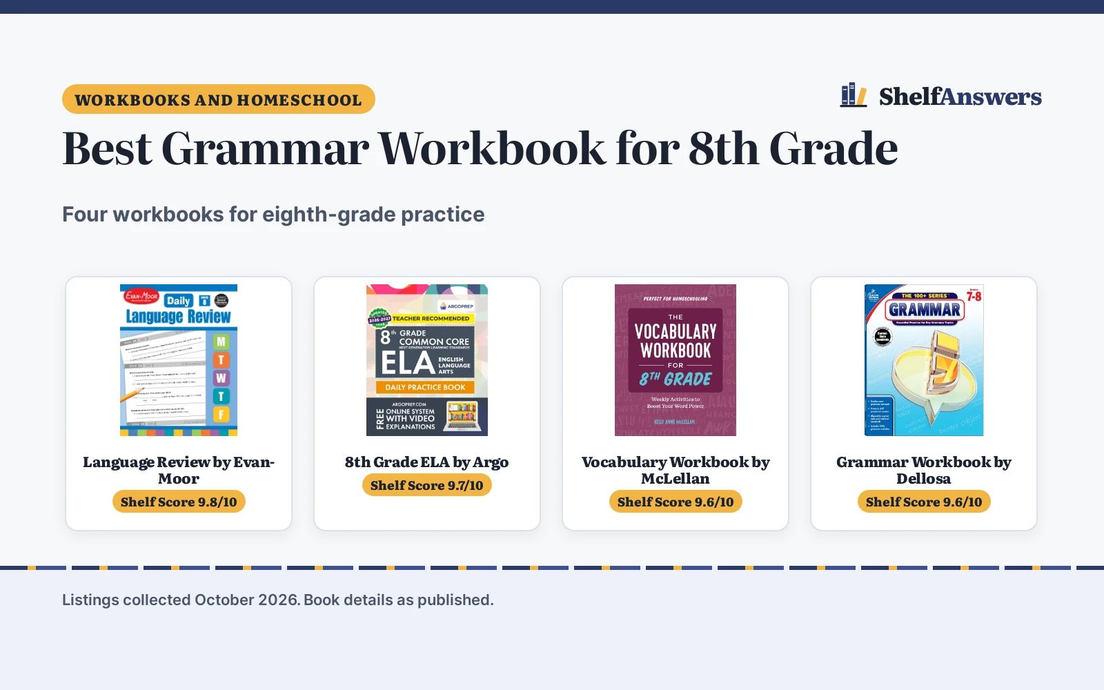 Best Grammar Workbook for 8th Grade (2026): 4 Picks Compared