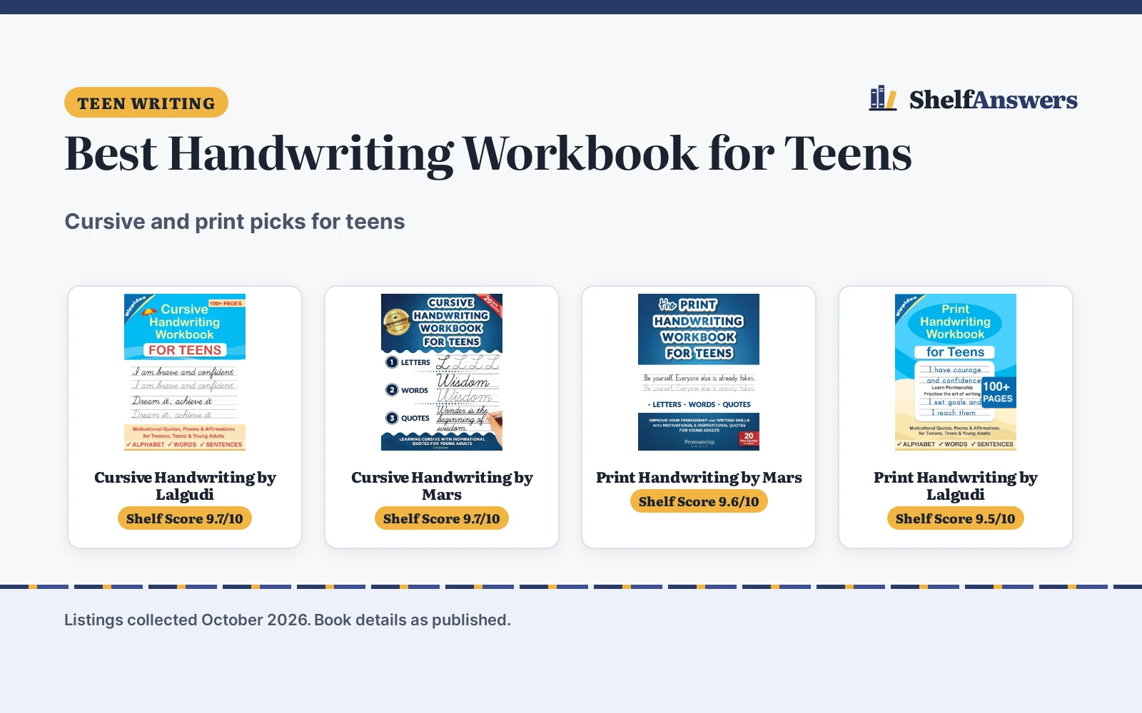 Best Handwriting Workbook for Teens (2026): Picks Compared