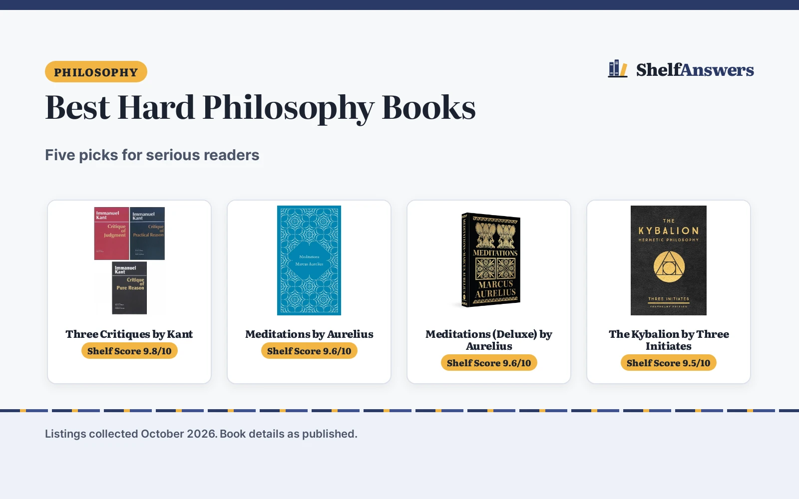 Best Hard Philosophy Books (2026): 5 Picks Compared