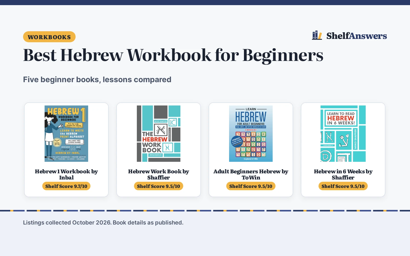 Best Hebrew Workbook for Beginners (2026): 5 Compared