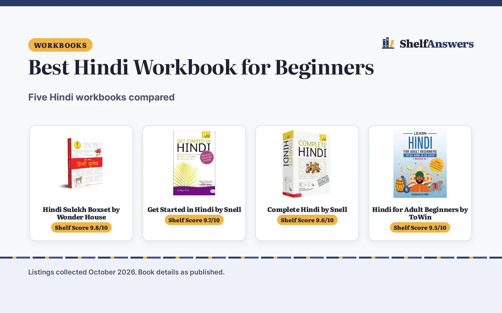 Best Hindi Workbook for Beginners (2026): Five Workbooks Compared